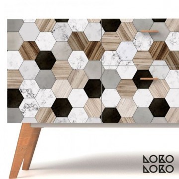 Azulejos hexagonales cerámica y madera (mini)