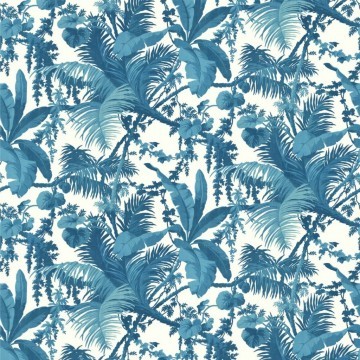 PAMPAS WALLPAPER WHITE / CERULEAN